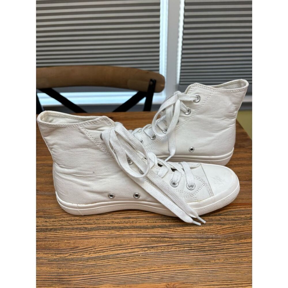 Lauren Lorraine White High-Top Sneakers with Black Beaded Patches and Chains - Picture 11 of 16